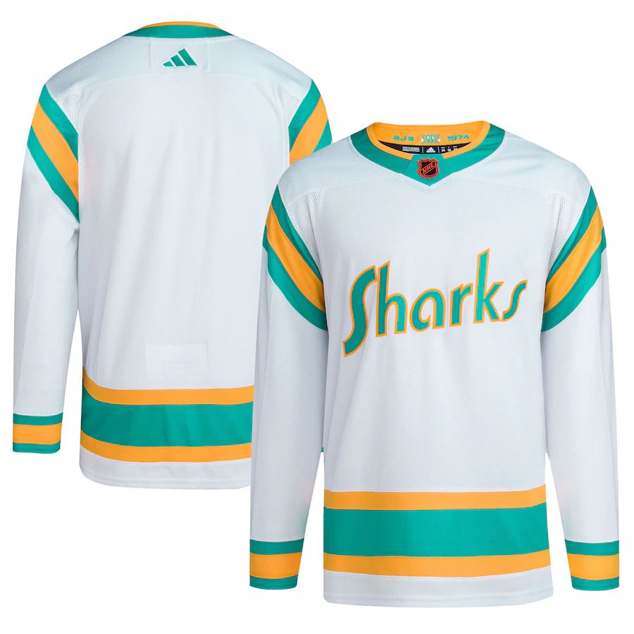 Men San Jose Sharks adidas White Reverse Retro Authentic Blank NHL Jersey